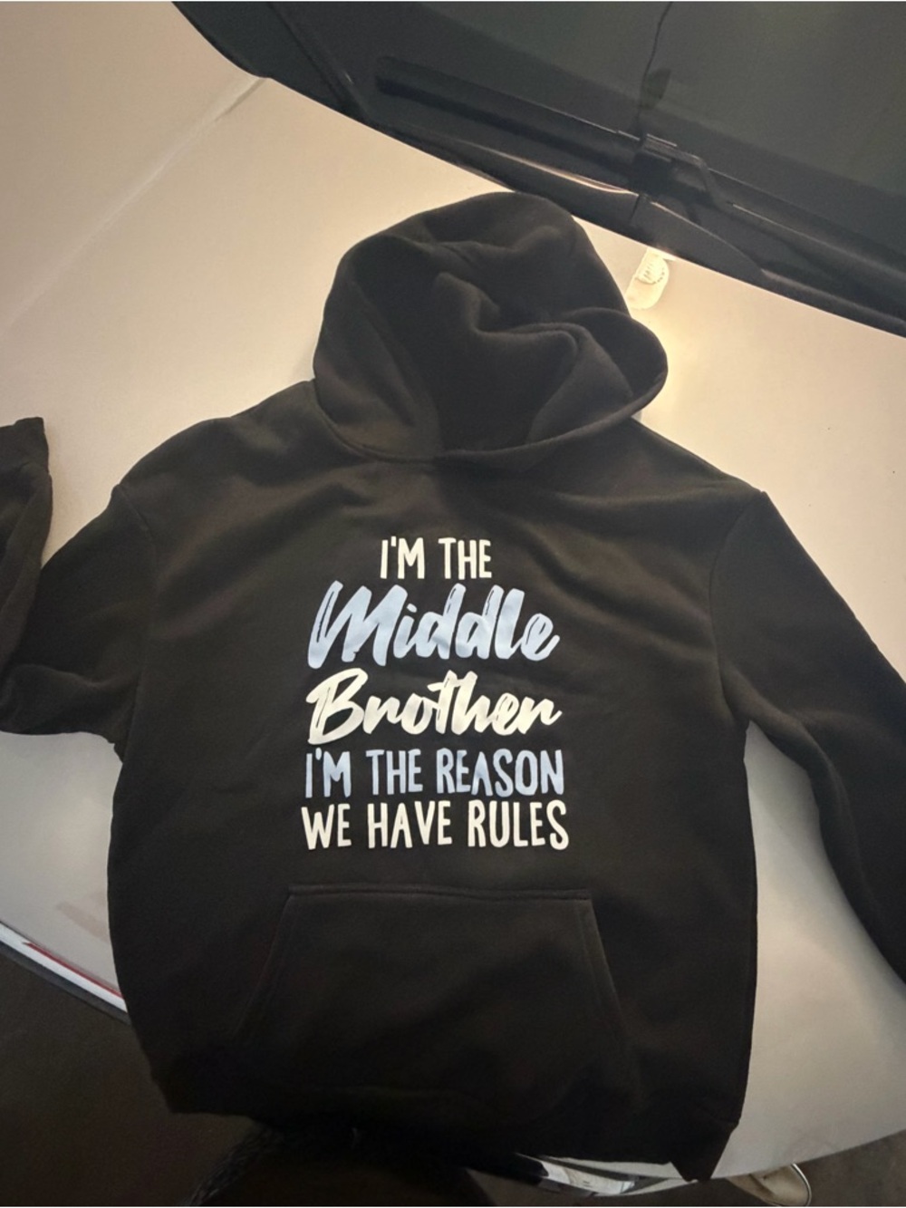 Black Graphic Hoodie "I'm The Middle Brother"